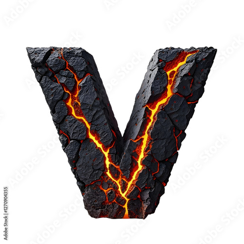 Lava stone letter  v