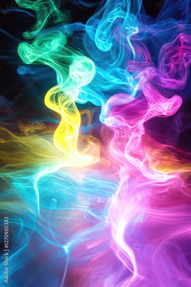 Fototapeta premium Multi-colored fumes against gray background.