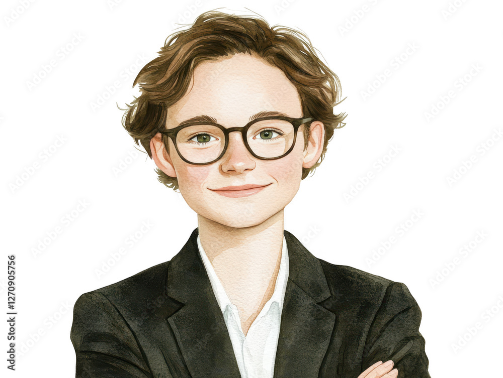 Stylish woman with glasses and black jacket, a portrait of confidence modern fashion Stylish woman with glasses and black jacket, a portrait of confidence modern fashion