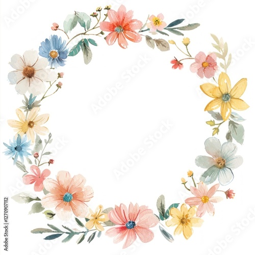 Pattern circle flower wreath.