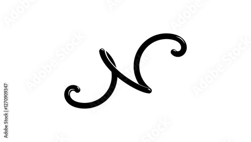 wave symbol, N symbol, black isolated silhouette