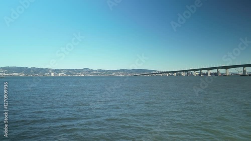 Wallpaper Mural Push in drone shot of San Francisco-Oakland Bay Bridge with Pacific Ocean and blue sky in California, USA Torontodigital.ca