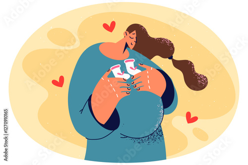 Smiling pregnant woman excited about motherhood