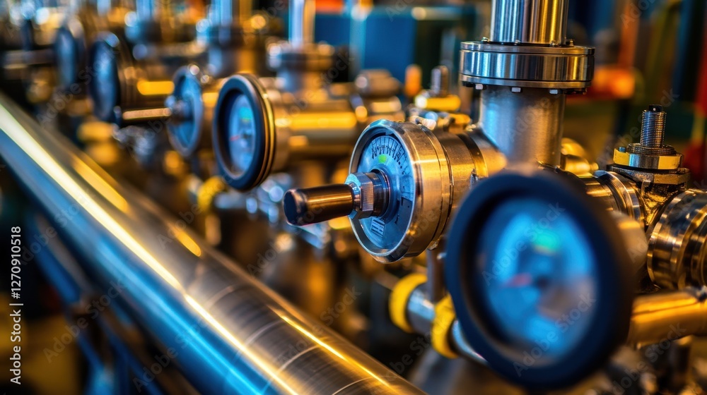 Fototapeta premium A fully automated steam turbine production facility, showcasing high-tech industrial processes.