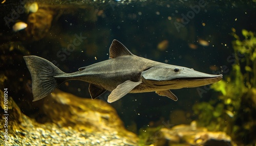 Wallpaper Mural Aquarium fish swimming, underwater rocks, dark background, nature documentary Torontodigital.ca