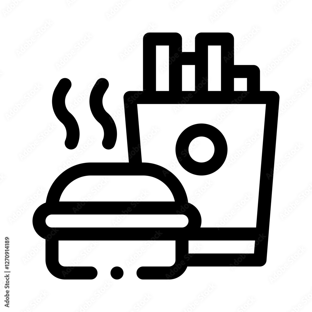 Obraz premium Burger and Fries line icon