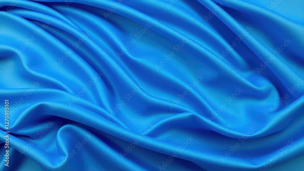 Fototapeta premium captivating close-up of lustrous blue fabric, showcasing the smooth textures and graceful folds. It creates a sense of luxury and elegance