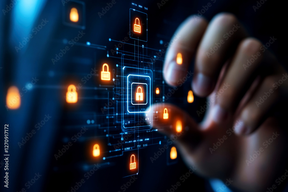 Fototapeta premium Enhancing cyber security protecting digital assets in a virtual environment with innovative technologies
