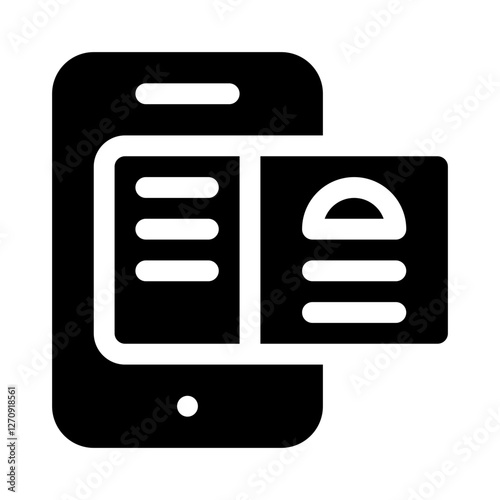 Mobile Phone with Food App glyph icon