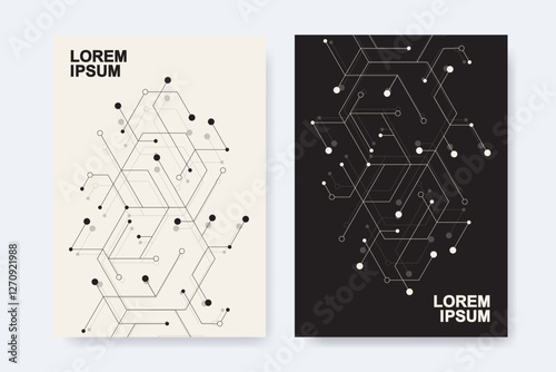 Modern scientific, medical, health care, digital technology concept idea for brochure, cover, flyer, report, poster, layout, leaflet, catalog, magazine or annual report in A4 size.
