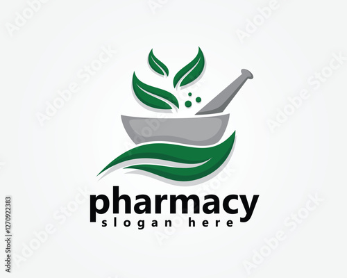 creative bowl with leaves logo design template
