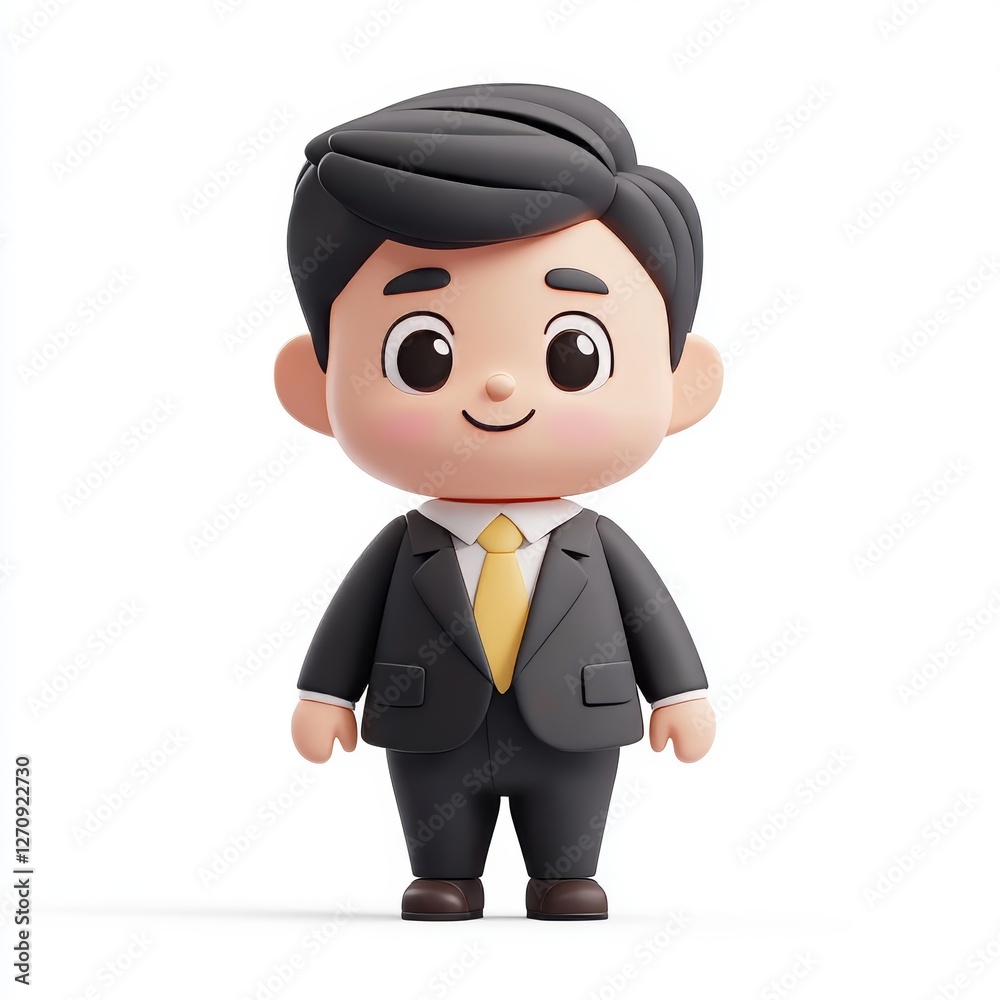 3D Cartoon Businessman Character with Friendly Expression 3D Cartoon Businessman Character with Friendly Expression