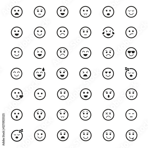 Rating emoji set. flat round outline style. Excellent, Good, Average, poor & bad reaction variations. for your products, apps, website and services. In vector EPS 10, PNG & jpeg file format