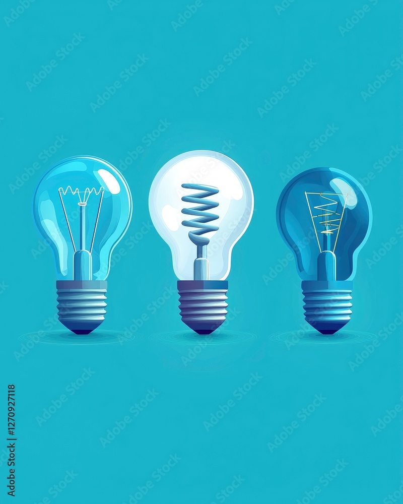 energy-saving light bulb and other ordinary bulbs on blue background. innovation and energy efficiency. eco-friendly lamp design energy-saving light bulb and other ordinary bulbs on blue background. innovation and energy efficiency. eco-friendly lamp design