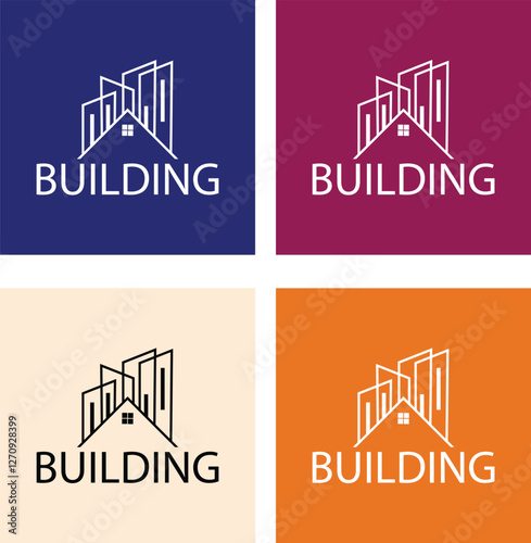 Real estate milimalist color logo icons template design, Real estate and home buildings logo icons template