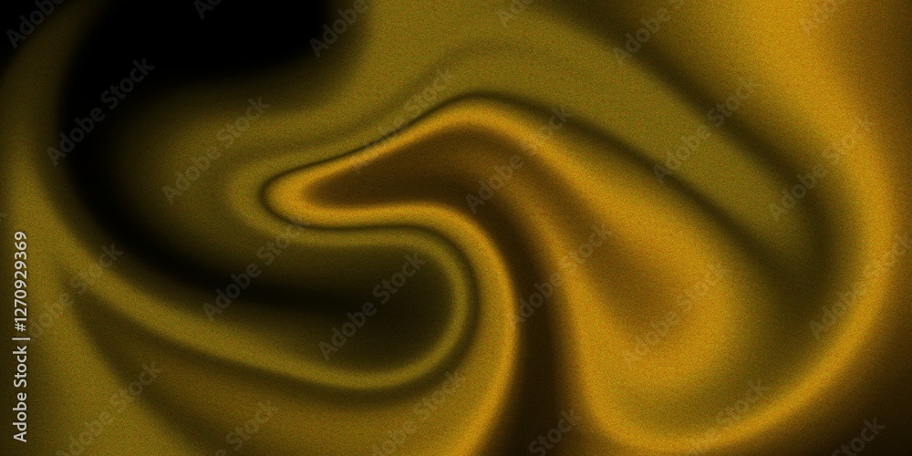 Obraz premium Abstract background in black and golden yellow gradient colors with liquid swirl effect in grainy texture.