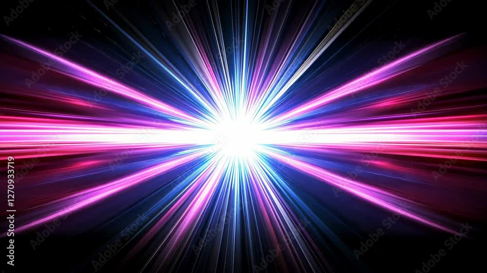 Light beams burst from bright center on dark background, for digital art Light beams burst from bright center on dark background, for digital art