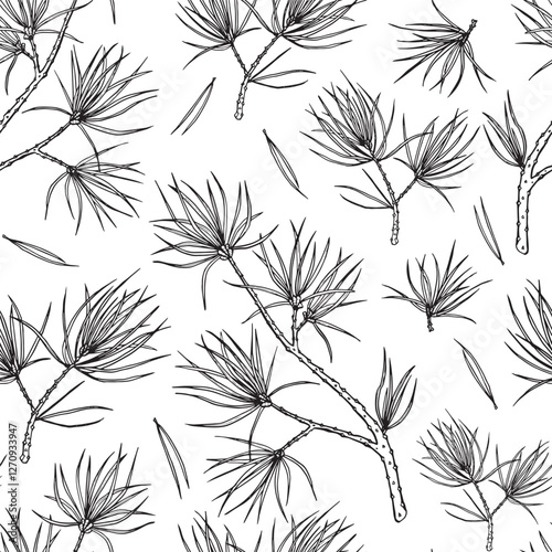 Pine branches vector seamless pattern