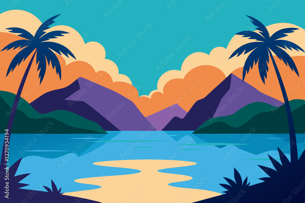 vector illustration of a tropical island