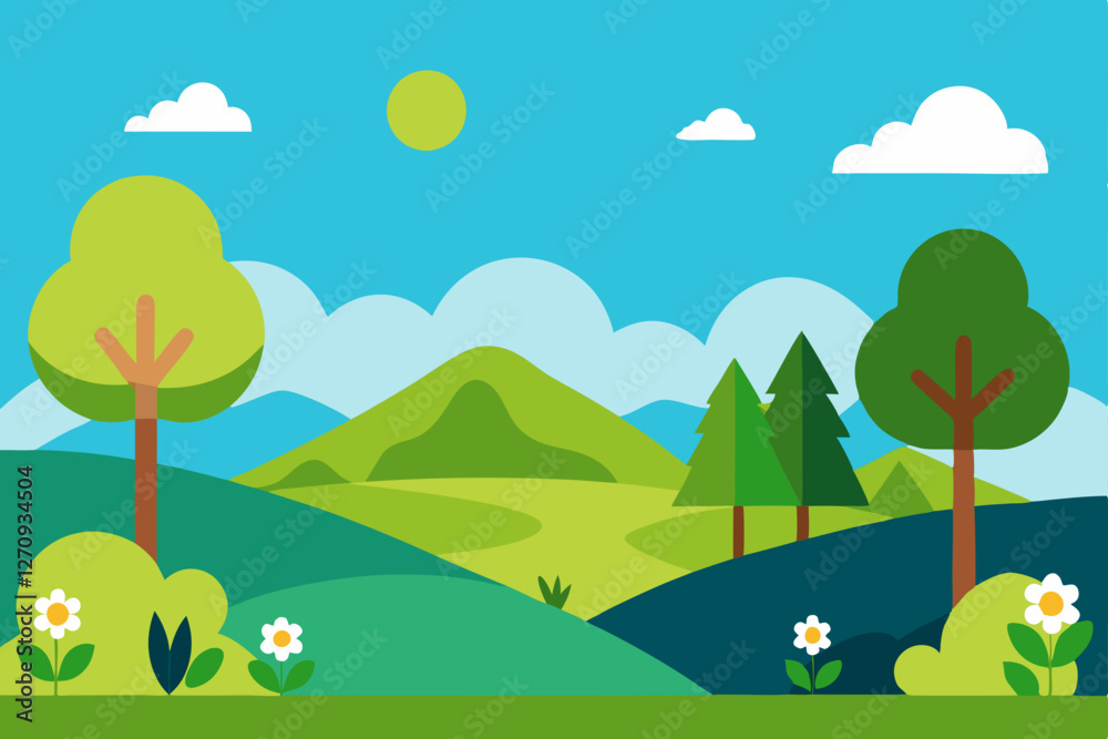 landscape with trees and mountains landscape with trees and mountains