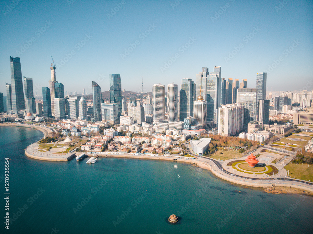 Obraz premium Winter city scenery in Qingdao, Shandong, China