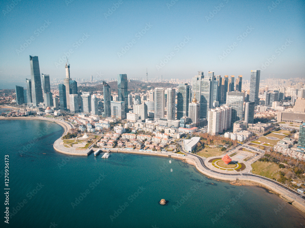 Obraz premium Winter city scenery in Qingdao, Shandong, China