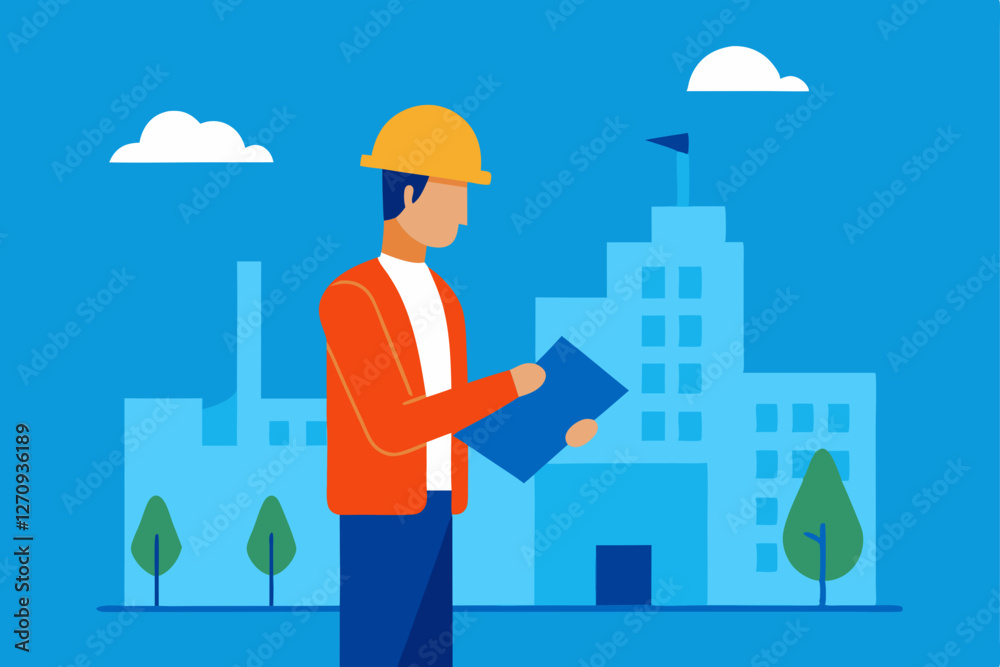 construction worker with blueprint construction worker with blueprint