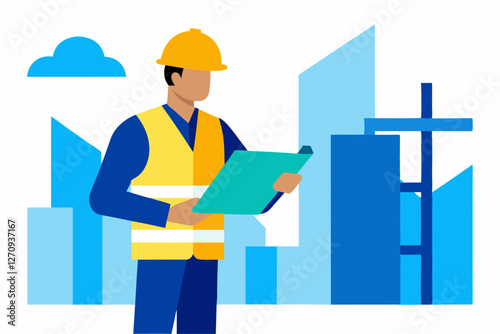architect with blueprint