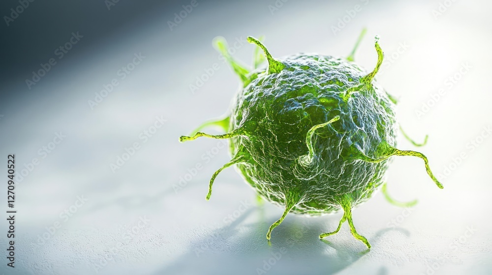 Obraz premium Microscopic Green Microbe 3D Rendering