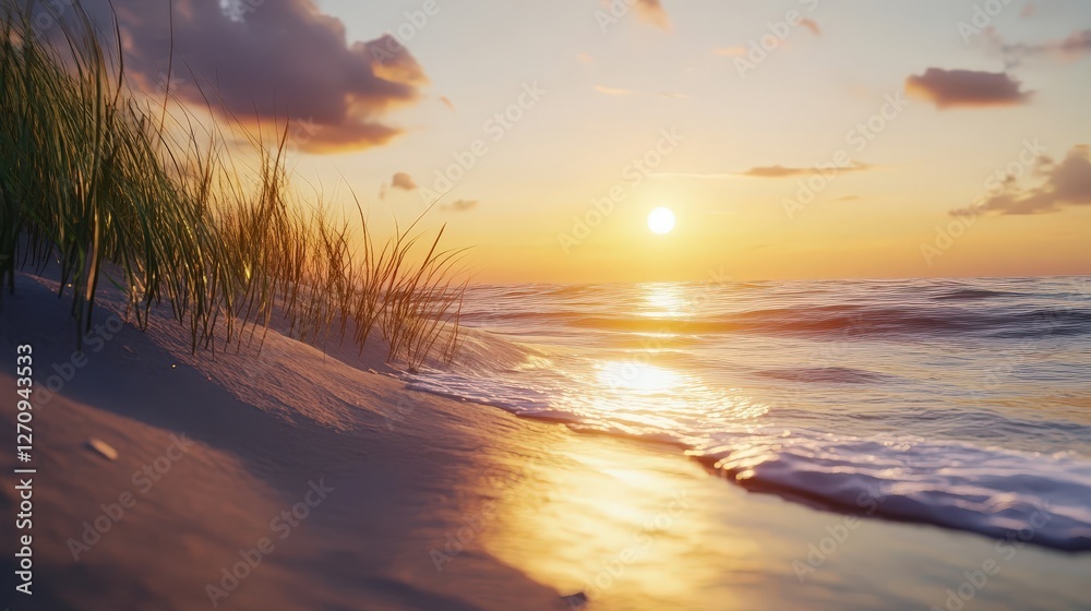 A serene beach scene with soft waves and a setting sun, offering the ultimate relaxation as the sun sets over the horizon, creating a peaceful retreat. A serene beach scene with soft waves and a setting sun, offering the ultimate relaxation as the sun sets over the horizon, creating a peaceful retreat.