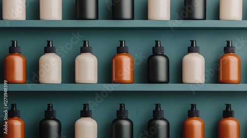 Elegant Arrangement of Diverse Bottles on Shelves Adds an Air of Sophistication to Any Space. Inventory Management, Distribution, Optimization Concept photo