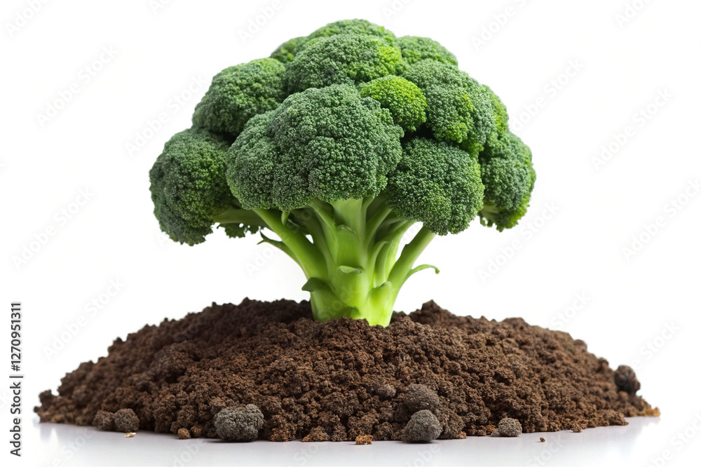 custom made wallpaper toronto digitalBroccoli Plant Emerging from Soil for Harvest - Fresh broccoli plant growing from the soil, highlighting the natural process of farming and healthy food production.
