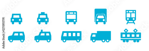 車・バス・トラック・電車の乗り物・交通手段のアイコンセット5