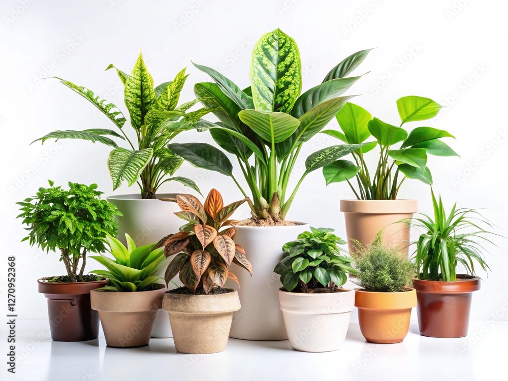 Fototapeta premium Isolated Indoor Plants on White Background with Copy Space - Perfect for Home Decor Blogs