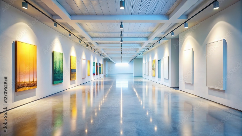 Modern Art Gallery: Blank Canvases in a Minimalist Hallway Modern Art Gallery: Blank Canvases in a Minimalist Hallway
