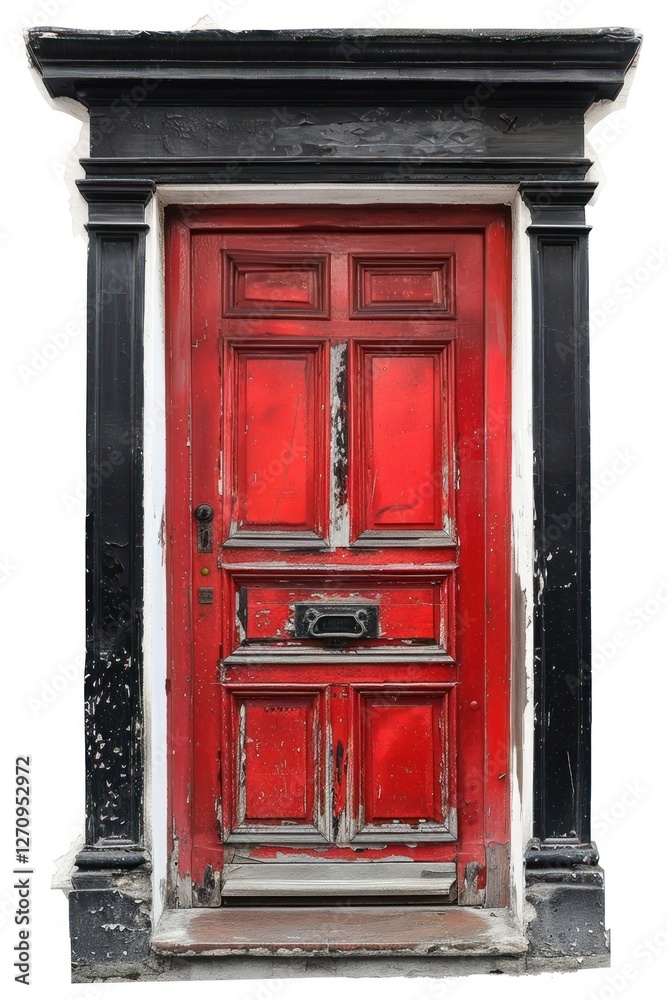 Obraz premium Red and black door letterbox mailbox gate.