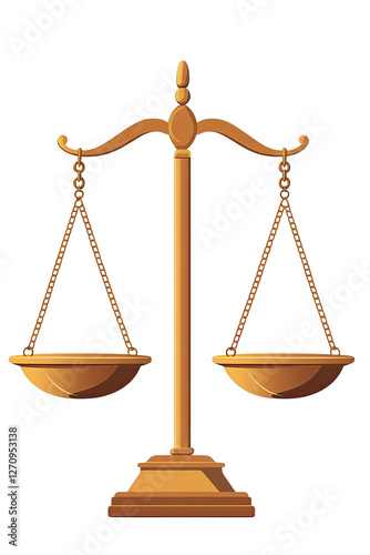 Justice responsibility idea. A balanced scale symbolizing justice, fairness, and law.