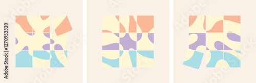 Puzzle Style Social Media Mockup Template with Intersecting Seamless Patterns – Editable Vector Design for Branding and Marketing