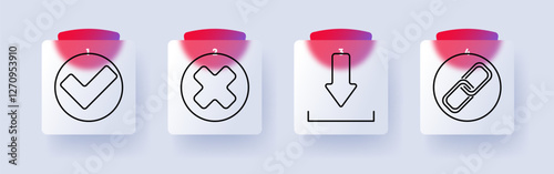 Interface and communication set icon. Checkmark, cancel, download, link, decision-making, approval, digital interaction, connection, navigation, web design