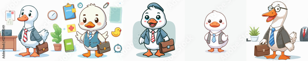 Naklejka premium vector of geese going to the office