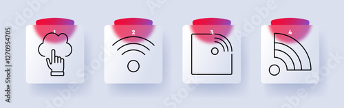 Wireless set icon. Cloud click, wireless signal, network, connectivity, internet, communication, data transmission, online access, smart technology