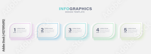 5 steps infographic template with 5 options. Timeline infographic elements vector illustration