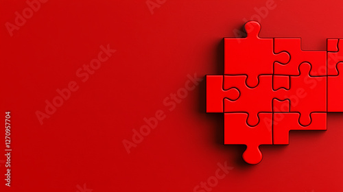 Red puzzle pieces on a vibrant background