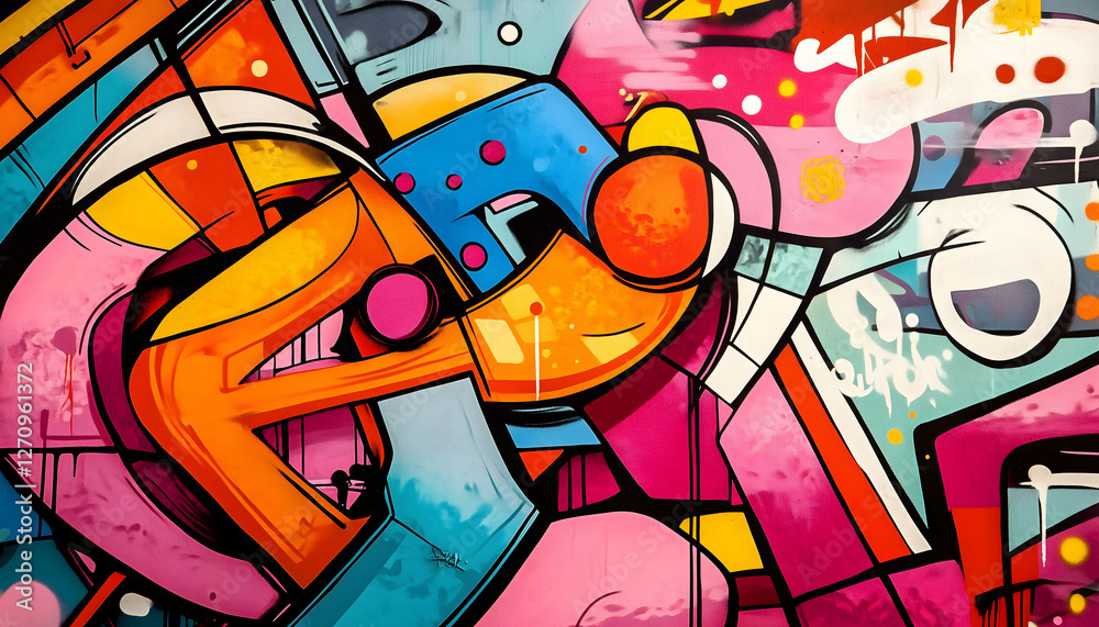 Obraz premium A wall with colorful graffiti street art
