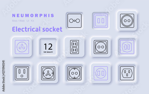 Electrical socket icon. Power outlet, plug types, voltage regulation, energy distribution, connectivity, infrastructure, home appliances, charging station, electric safety, smart solutions, technology