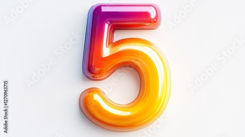 Wallpaper Mural Colorful Number 5, Bright Gradient Five, Vibrant Numeral Design, Gradient Artwork, Bold and Colorful Number Torontodigital.ca