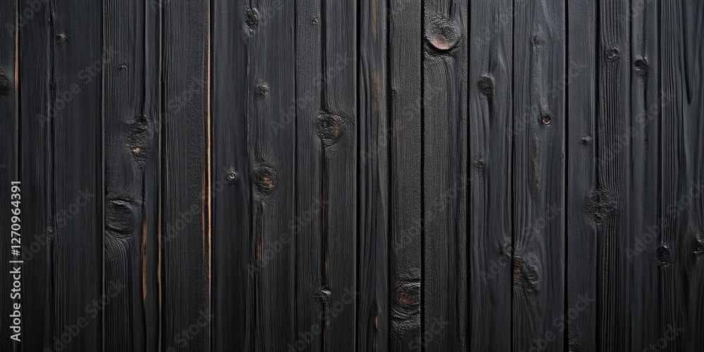 Fototapeta premium Flat Wooden Panel in Deep Black