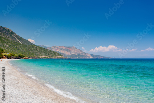 Poulithra beach view in Greece photo