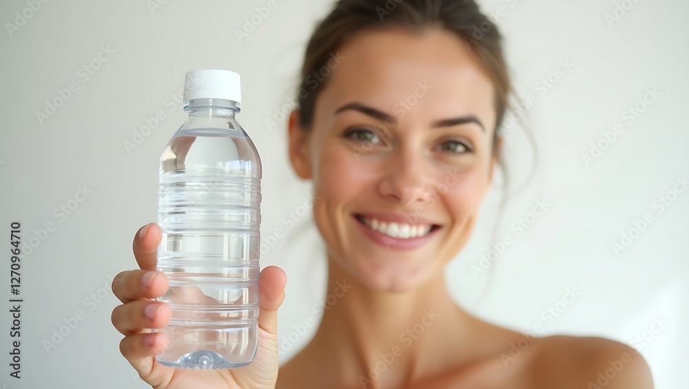 Hydration and Health: Woman Holding a Bottle of Pure Water Hydration and Health: Woman Holding a Bottle of Pure Water