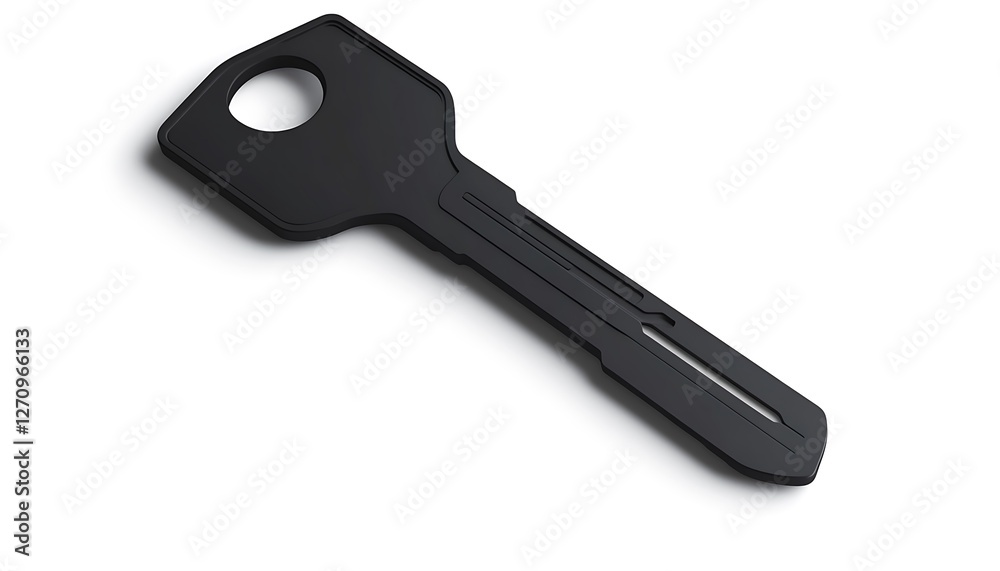 Matte charcoal key with a modern design, isolated on white Matte charcoal key with a modern design, isolated on white